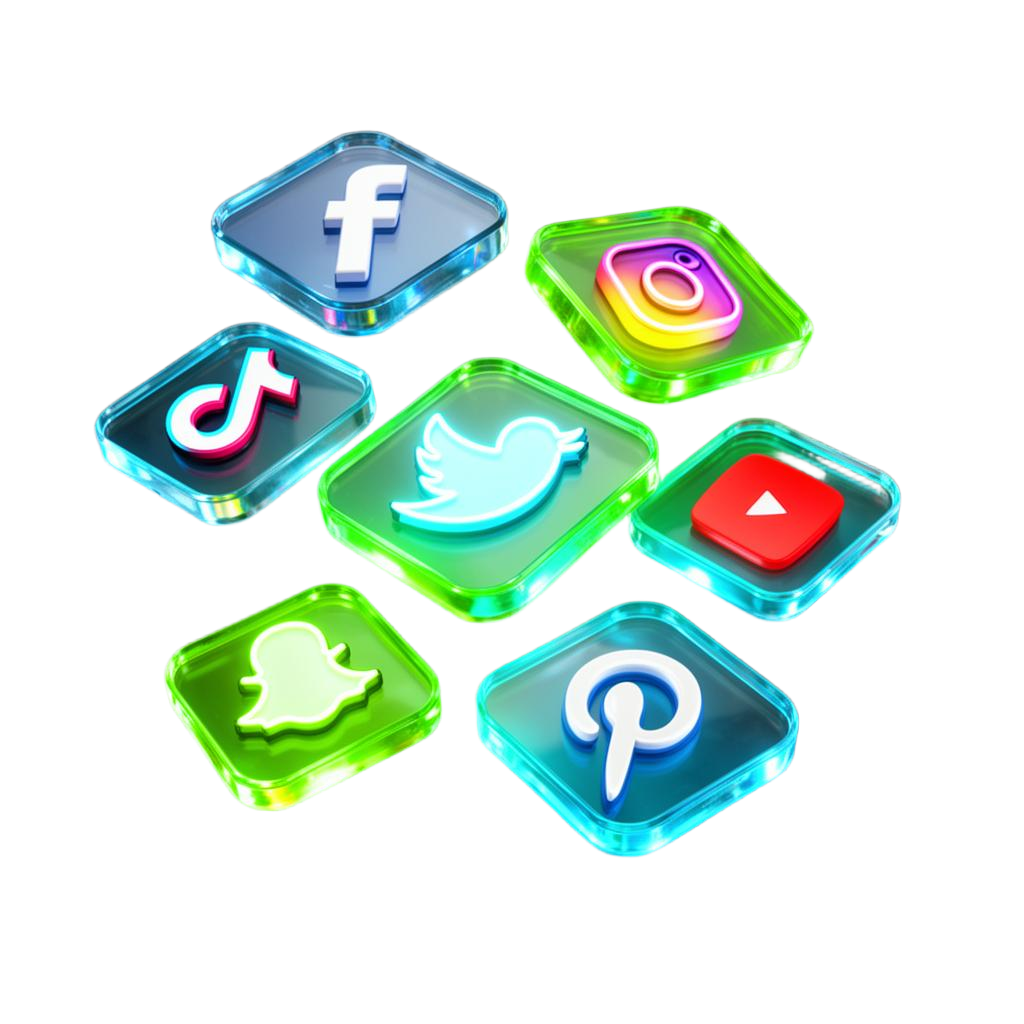 Neon social media icons